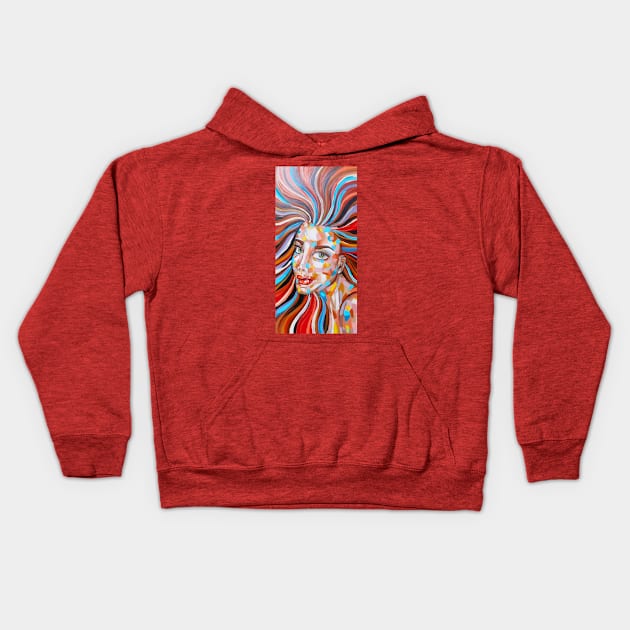 Woman Face Kids Hoodie by Polette Color